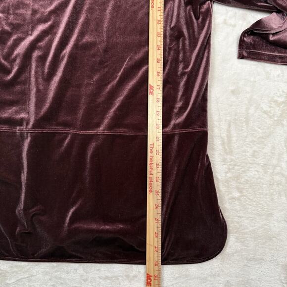 LAUREN RALPH LAUREN Burgundy Velvet Tunic Button Shoulder Womens Size XL - Picture 8 of 10